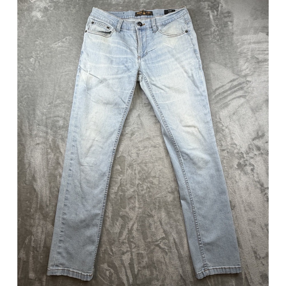 RING OF FIRE Jeans Men's 31x30 Slim Straight Denim Light Blue